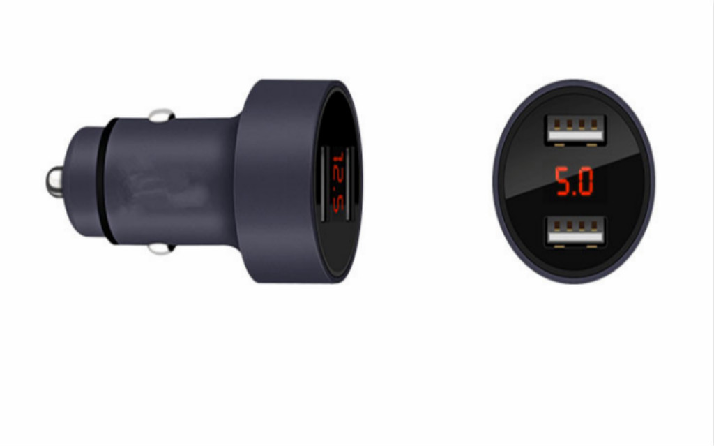 012 車載充電器雙USB車充汽車手機(jī)充電器 車充金屬數(shù)顯