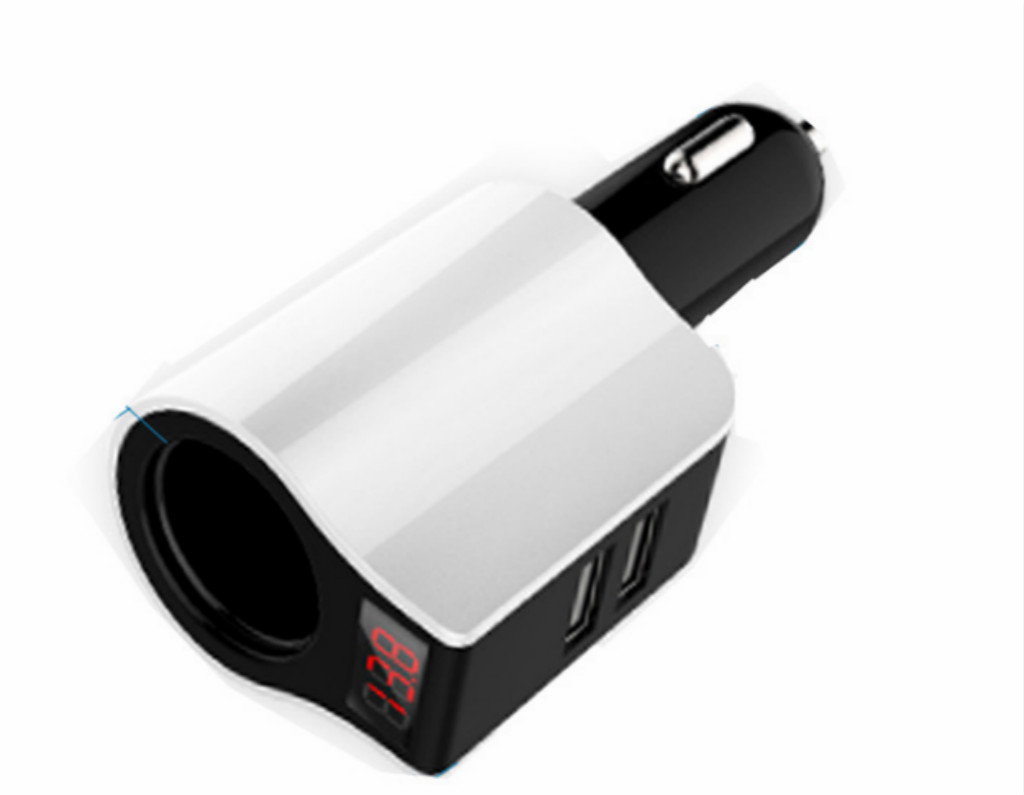 012 數(shù)顯車載充電器點(diǎn)煙器 USB多功能汽車手機(jī)充電器車充