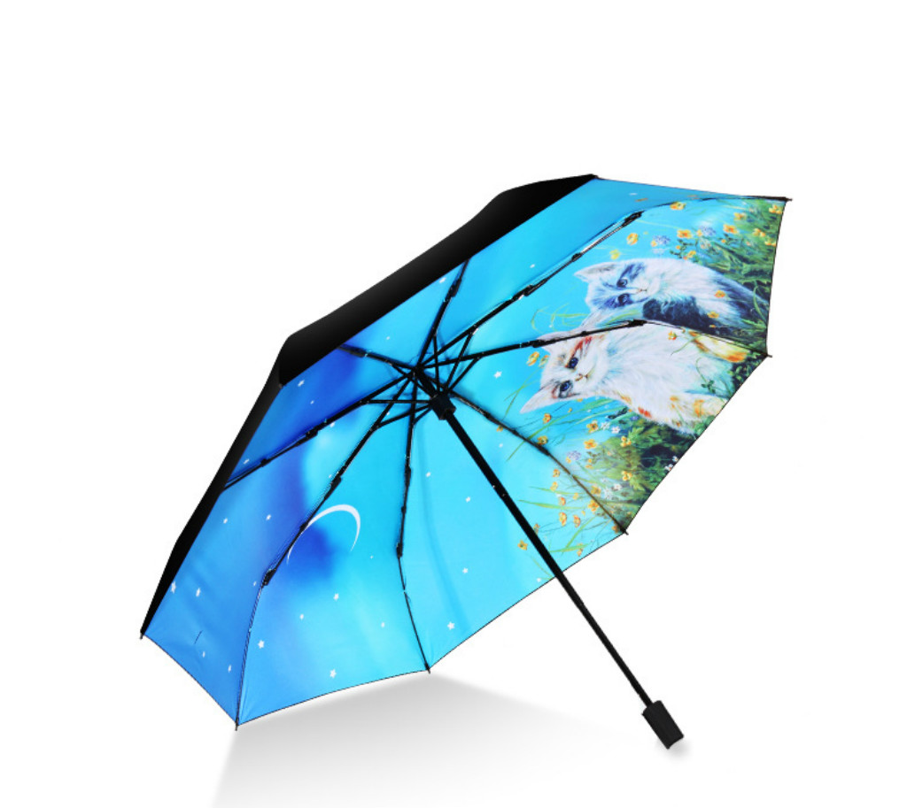 04創(chuàng)意防曬遮陽傘小清新黑膠晴雨傘禮盒裝折疊雨傘