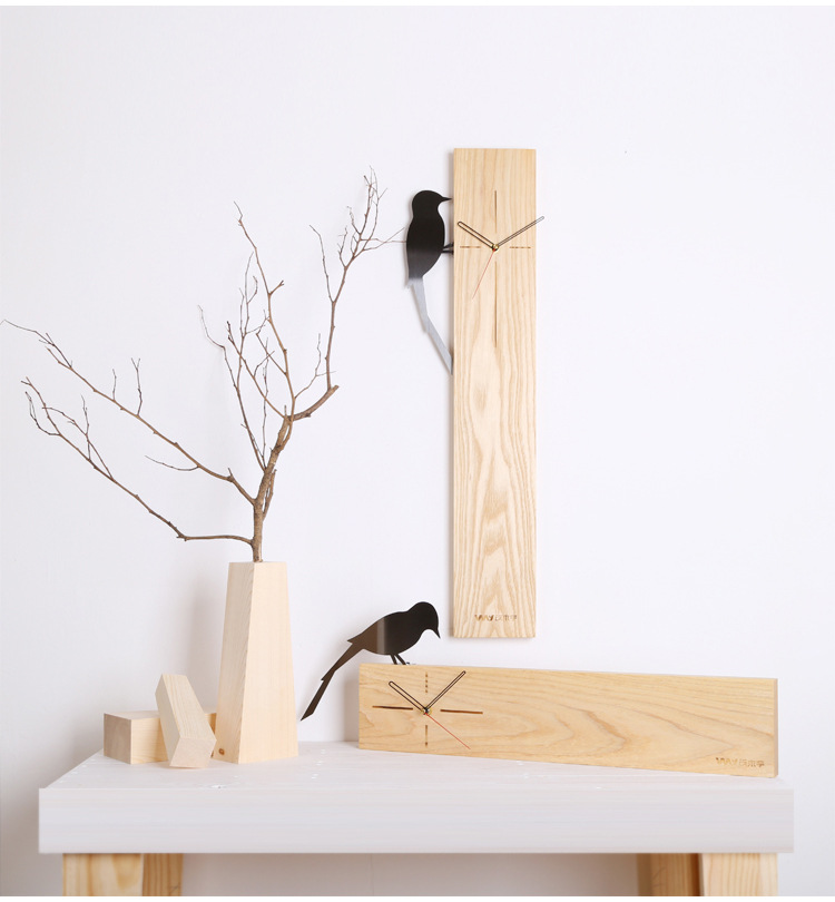 06時(shí)尚創(chuàng)意木紋大廳掛鐘客廳長(zhǎng)方形鐘表現(xiàn)代簡(jiǎn)約靜音